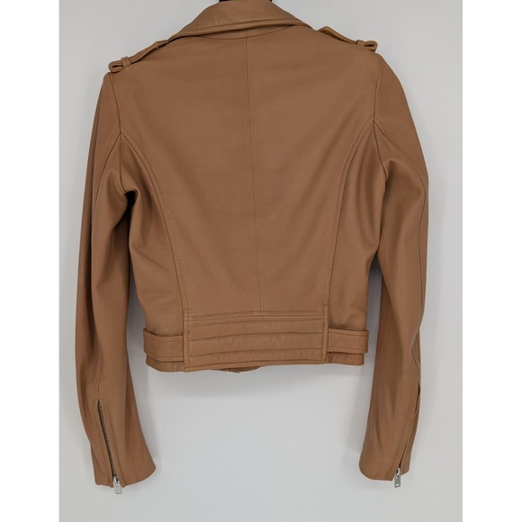 IRO Luigaspe Moto Jacket Women 36 Tan Lamb Leather Asymmetrical Zip Biker Chic - Picture 10 of 16